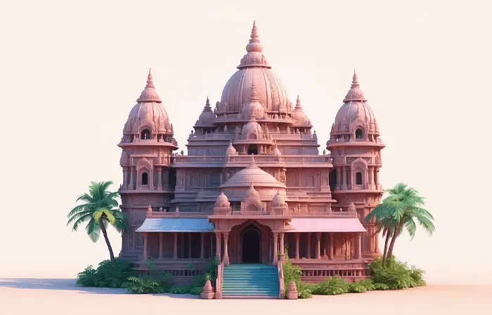 Beautiful Hindu Temple 3D Model Illustration image